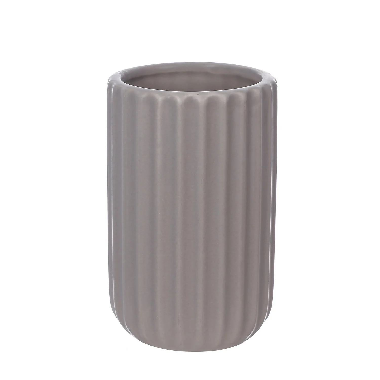 Ceramic Toothbrush Holder - Grey Ridged