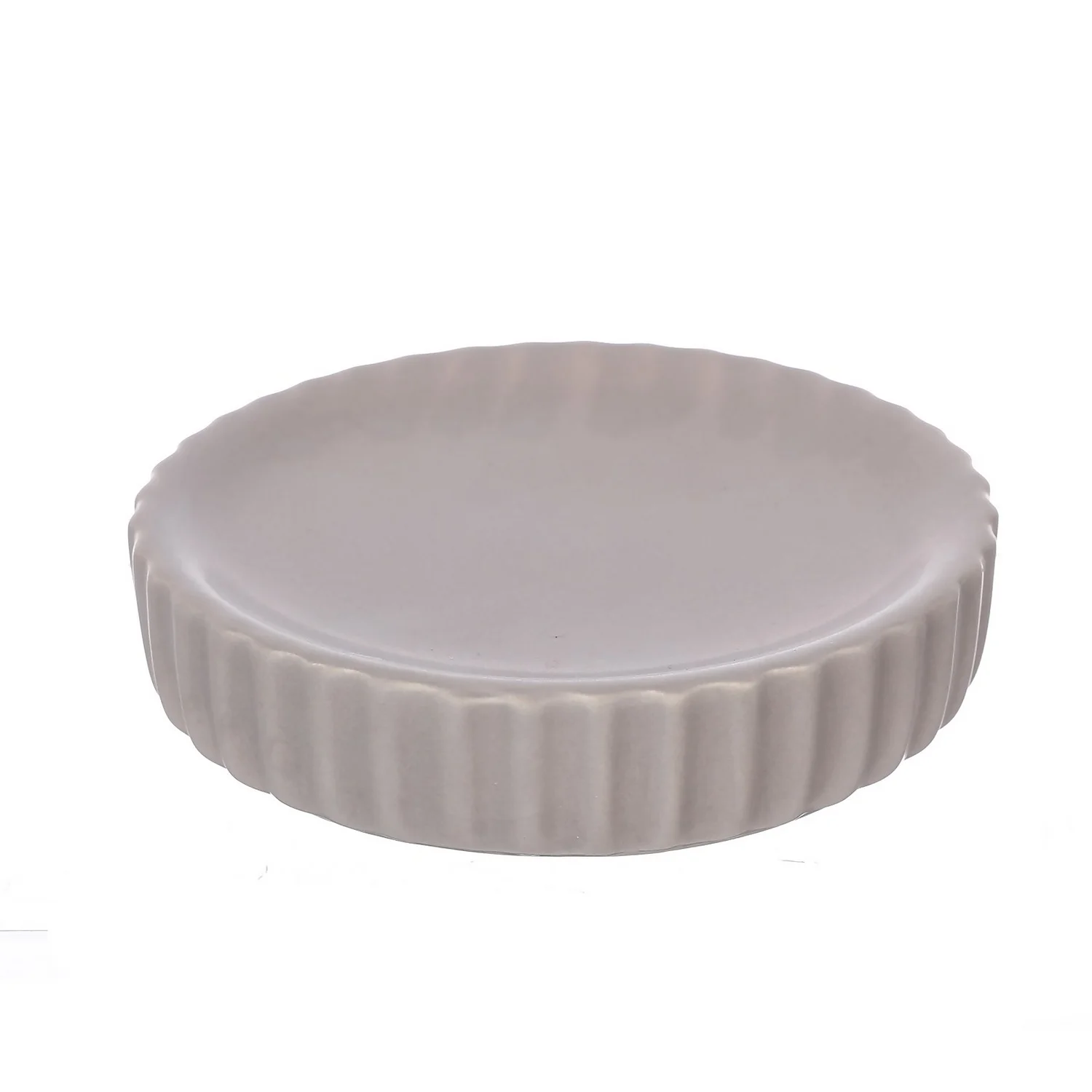 Ceramic Soap Dish - Grey Ridged