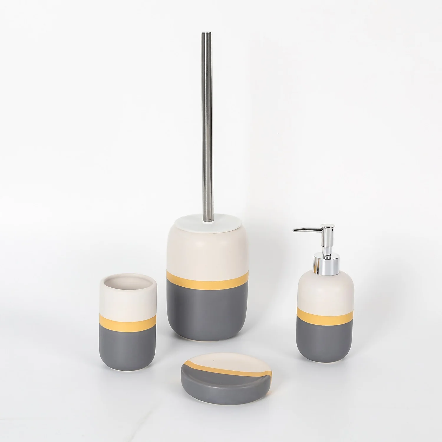 Ceramic Toothbrush Holder - Ochre And Grey - Image 2