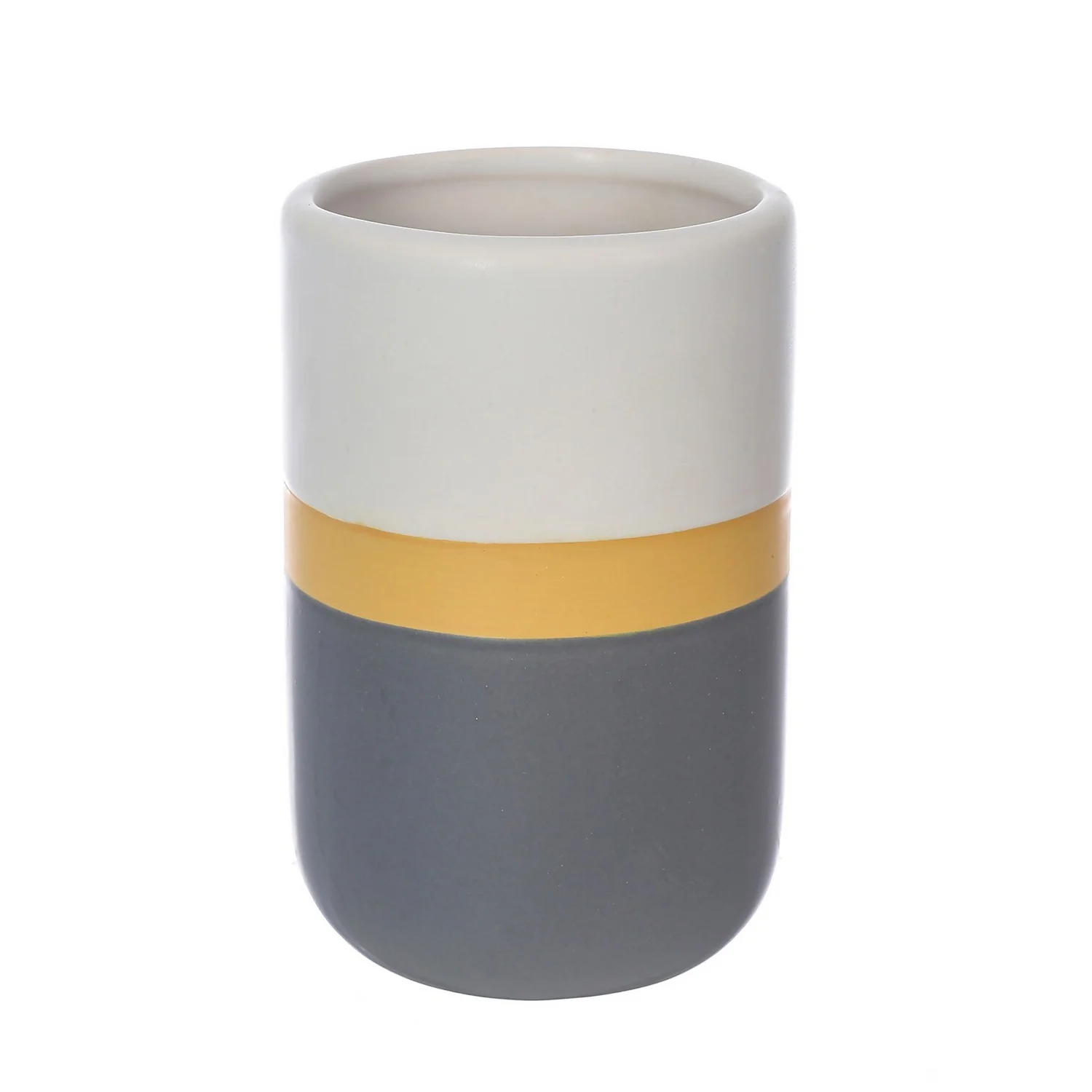 Ceramic Toothbrush Holder - Ochre And Grey