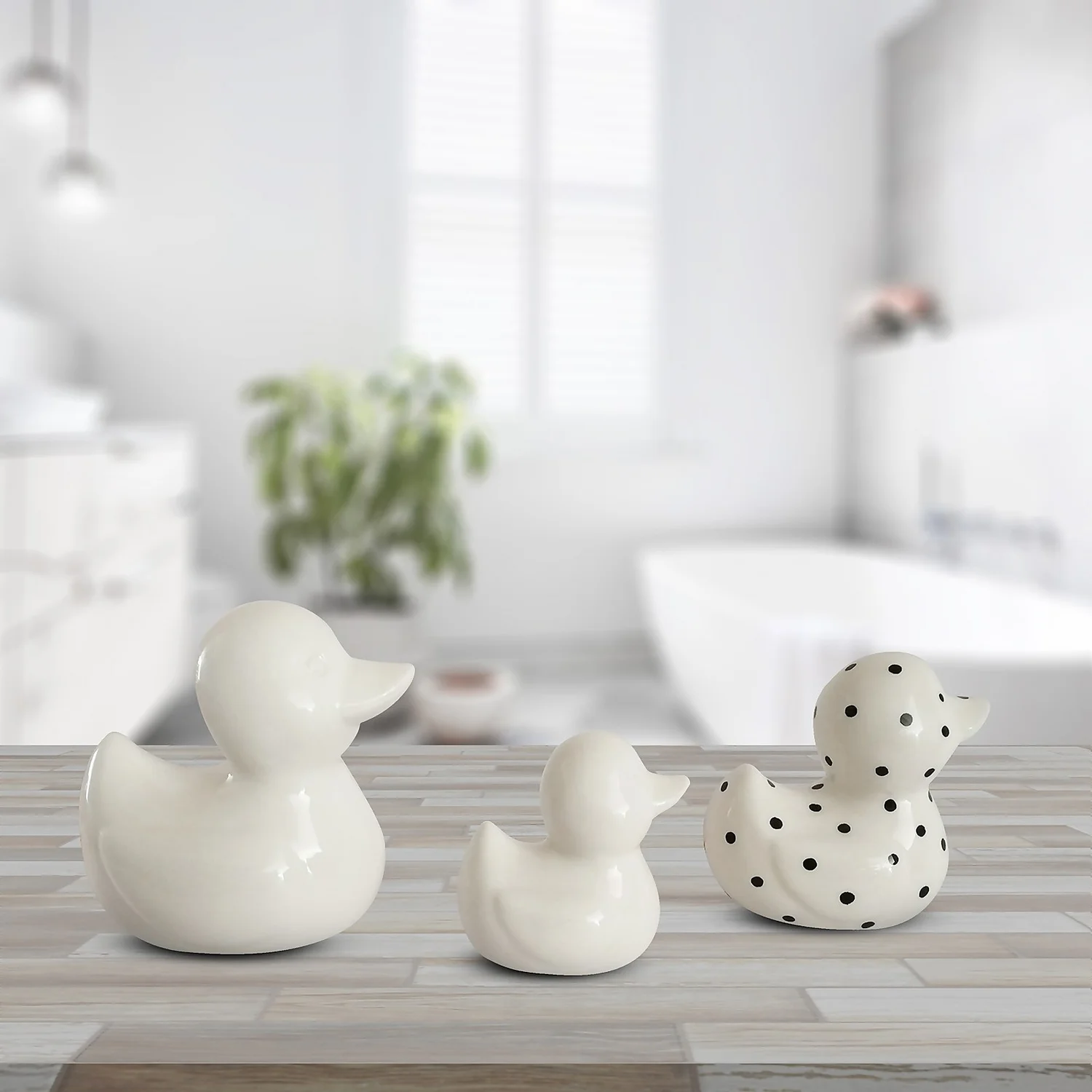 Monochrome Trio Of Ceramic Ducks - Image 2