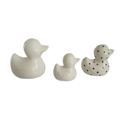 Monochrome Trio Of Ceramic Ducks