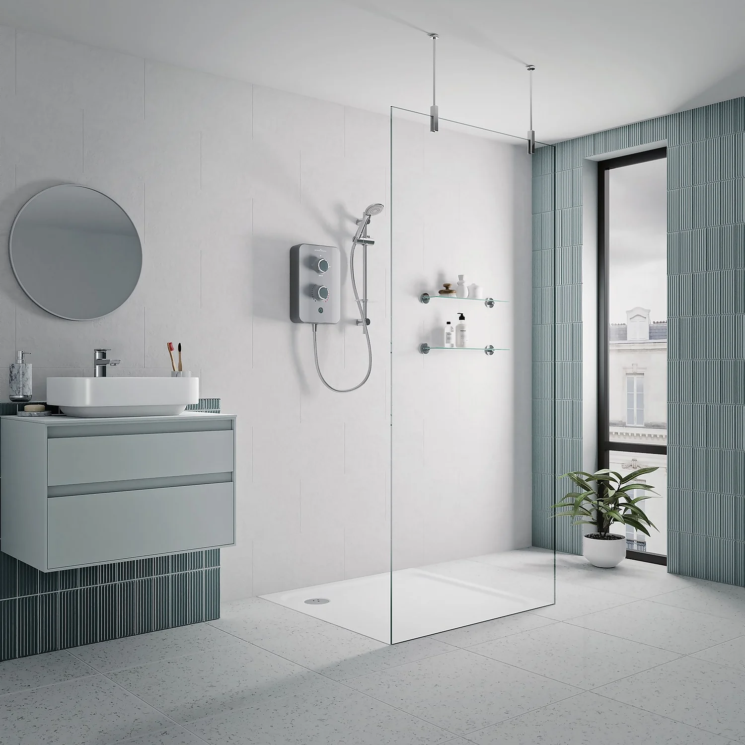 Gainsborough SLIM DUO 8.5kw Electric Shower - Titanium Grey - Image 2