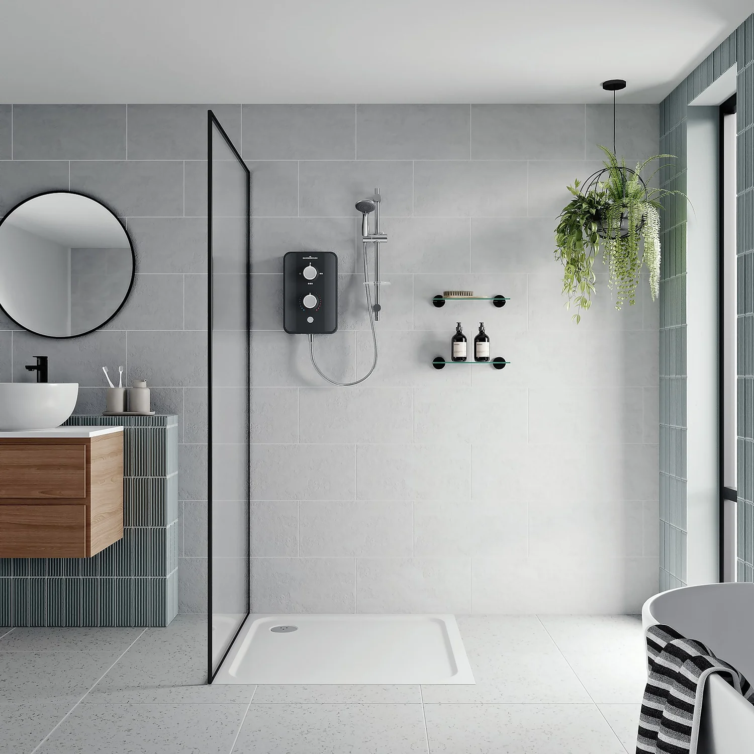 Gainsborough SLIM DUO 9.5kw Electric Shower - Piano Black - Image 2