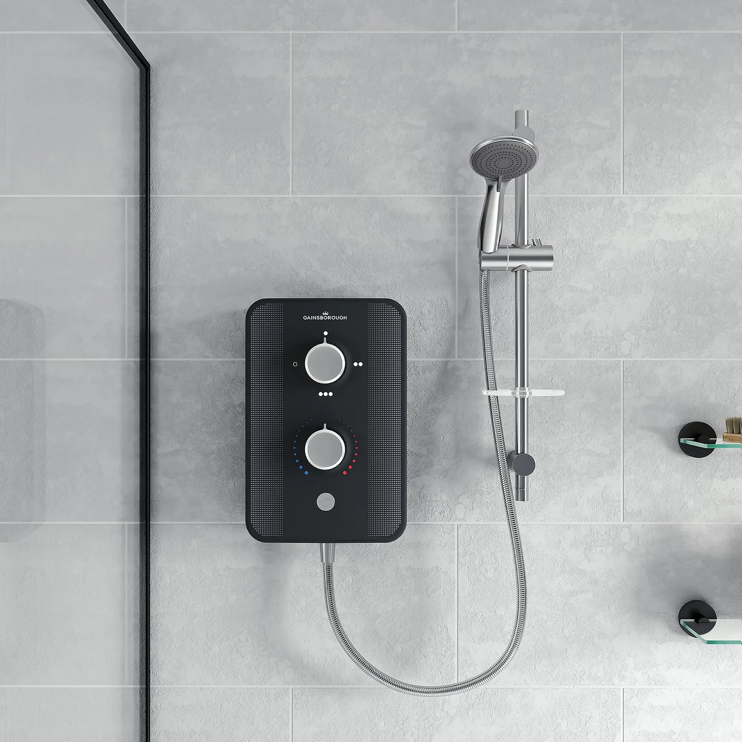 Gainsborough SLIM DUO 9.5kw Electric Shower - Piano Black - Image 3