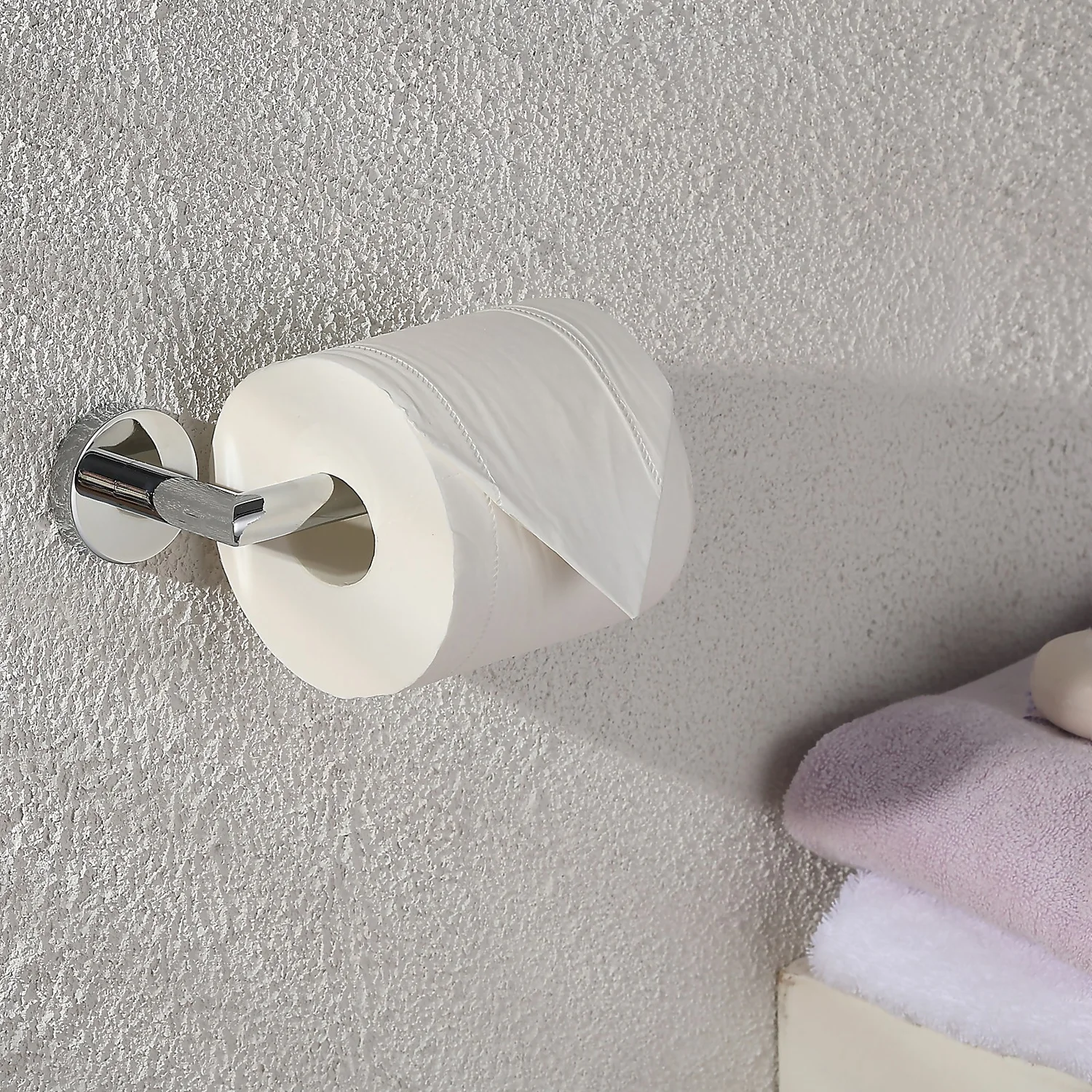 Homebase Toilet Roll Holder Fixed Round - Chrome - Image 2