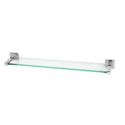 Glass Bathroom Shelf - Chrome Square Mounting Brackets