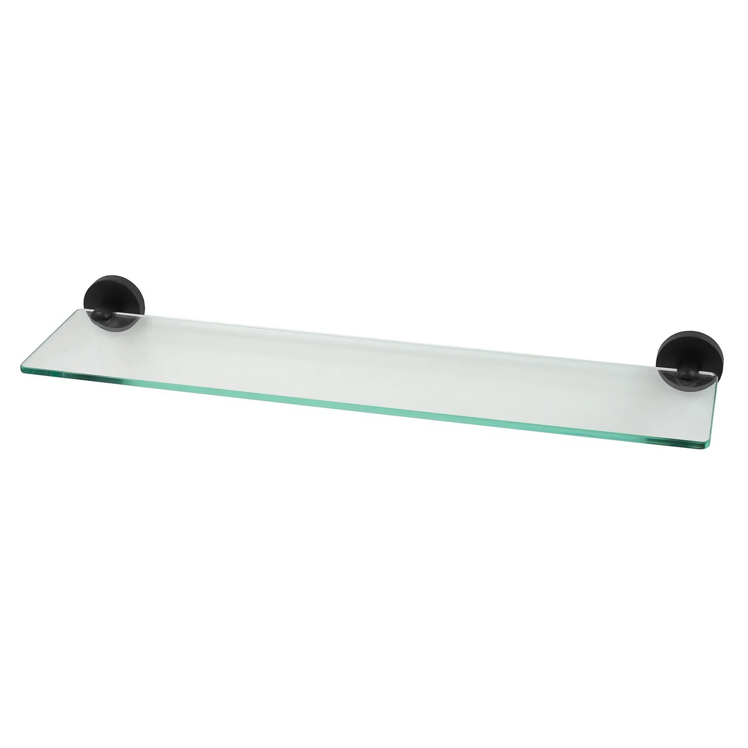 Glass Bathroom Shelf - Black Round Mounting Brackets