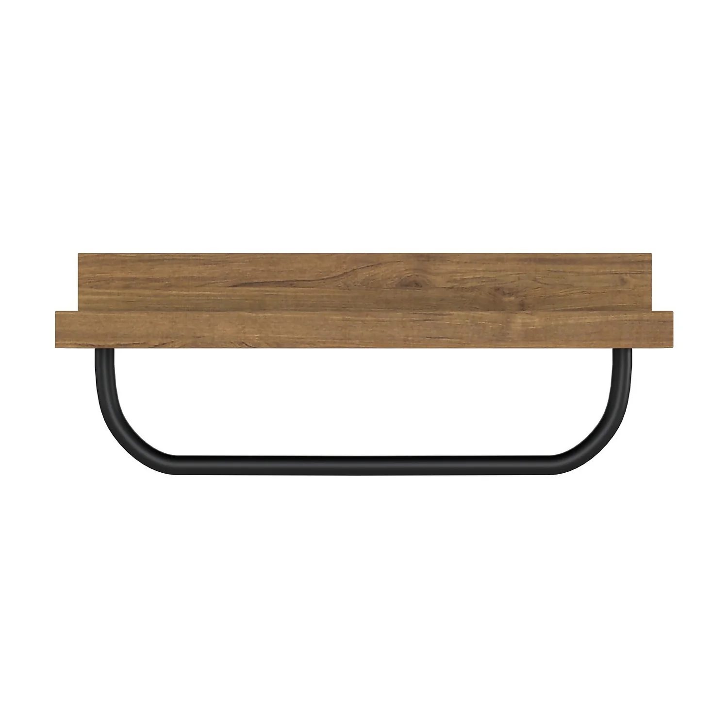 Bathroom Wall Shelf & Hanging Towel Rail - Mango Oak & Black - Image 3