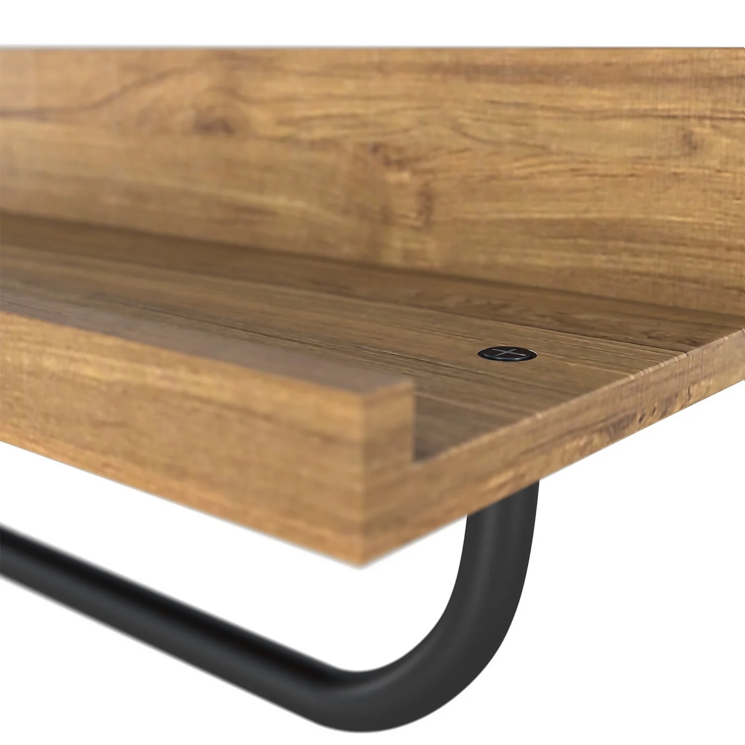 Bathroom Wall Shelf & Hanging Towel Rail - Mango Oak & Black - Image 5