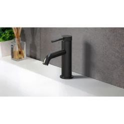 Knurled Basin MonoBloc Basin Mixer - Matt Black