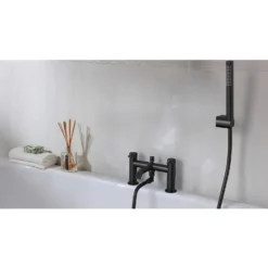 Knurled Bath Shower Mixer Tap - Matt Black