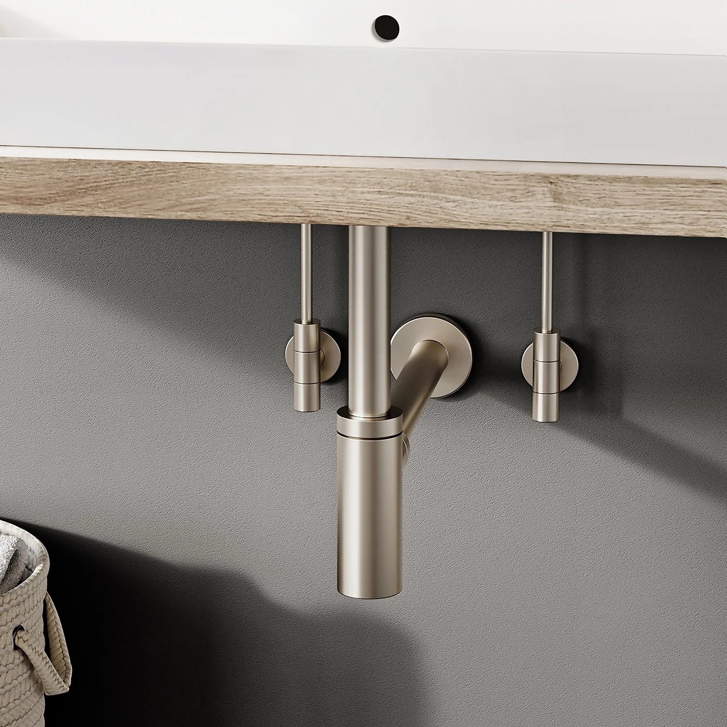 Aqualona Designer Exposed Basin Isolation Valves And Extensions - Brushed Nickel - Image 3