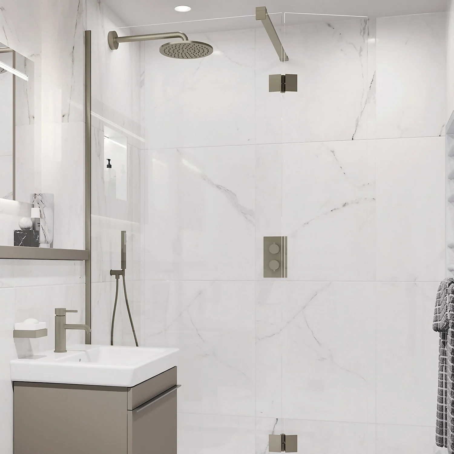 Thermostatic 2 Way Shower Valve - Brushed Nickel Finish - Image 2