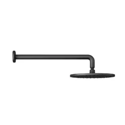 Bathstore Noir Matt Black 250mm Round Shower Head With Wall Arm