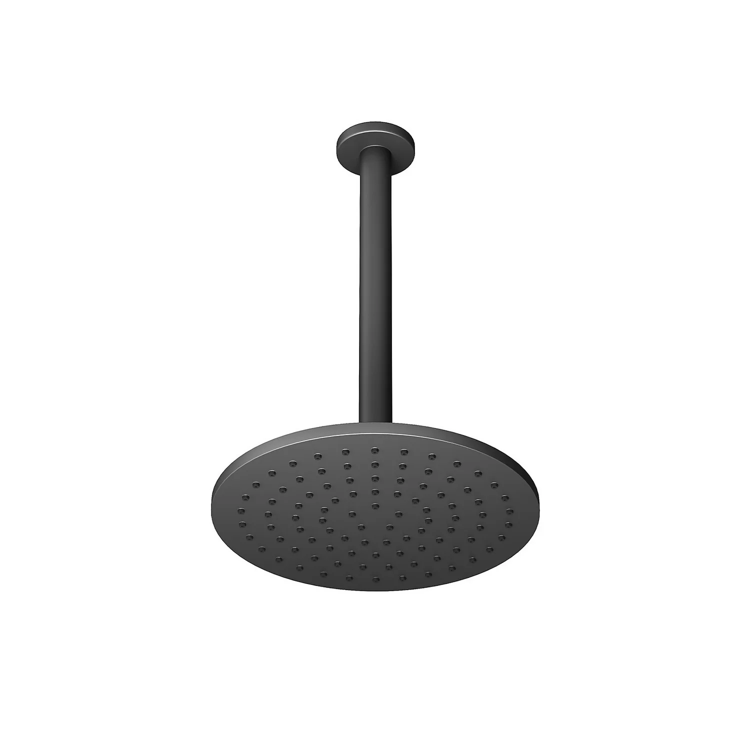 Bathstore Noir Matt Black 250mm Round Shower Head With Ceiling Arm
