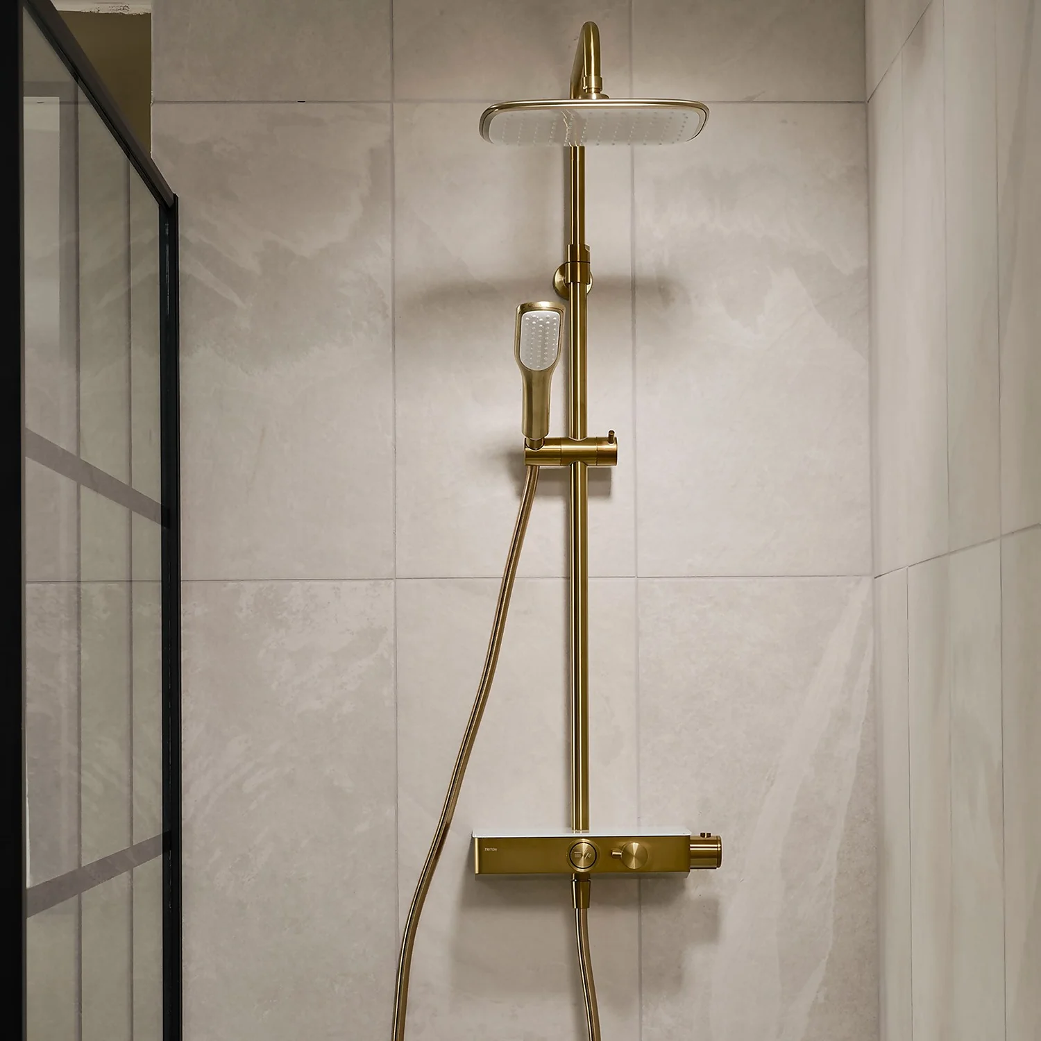 Triton Push Button Mixer Shower - Brushed - Brass - Image 2